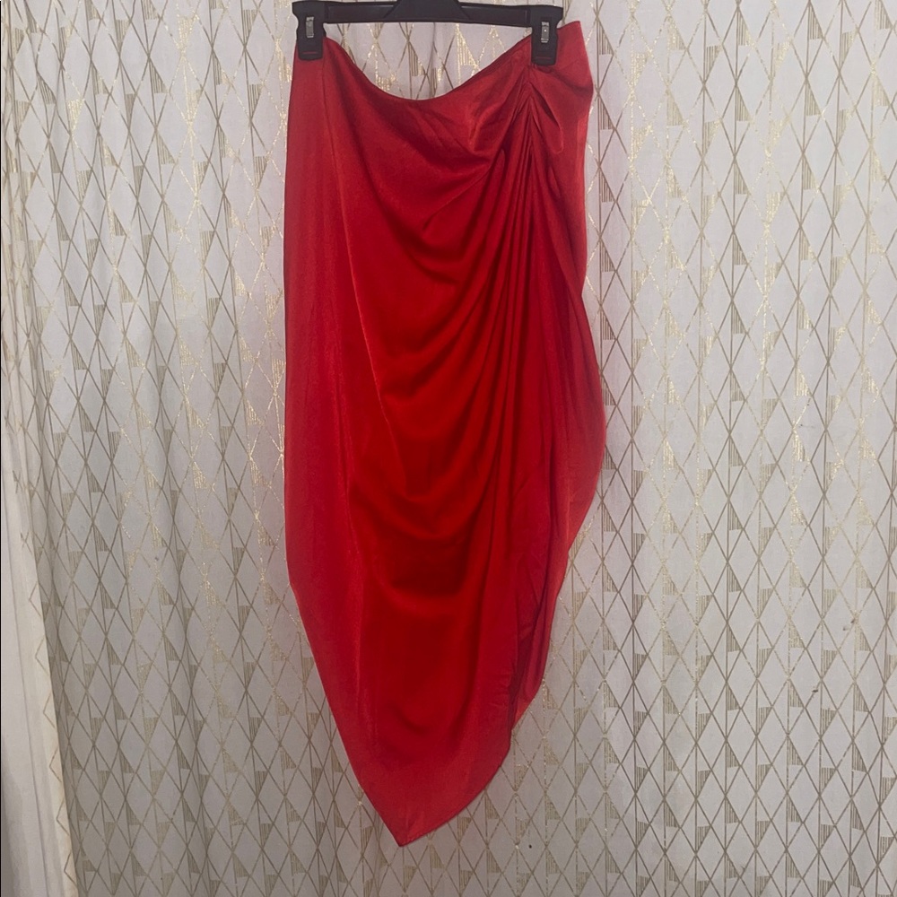 Elegant Red Draped Skirt
